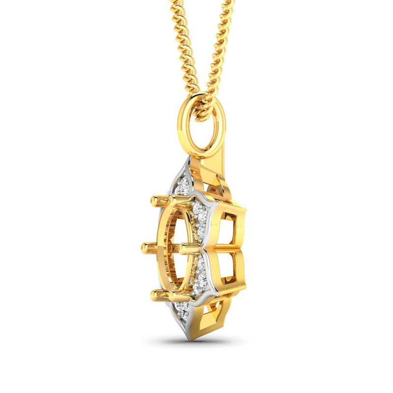 Bids.com 0.14 Carat Genuine White Diamond 14K Yellow Gold Semi Mount Pendant - holds 8.00mm Round Gemstone Pendants