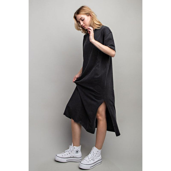 VENTED HEAVY COTTON WASHED DRESS