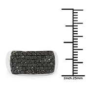 Bids.com 1.21 Carat Genuine Black Diamond .925 Sterling Silver Ring Rings
