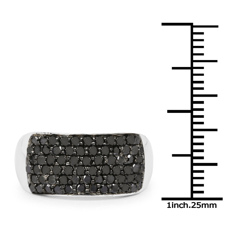 Bids.com 1.21 Carat Genuine Black Diamond .925 Sterling Silver Ring Rings