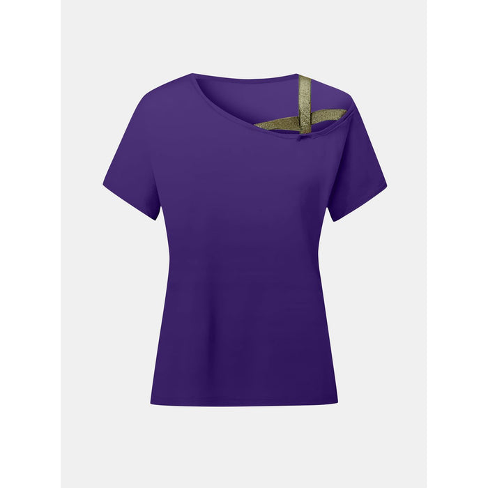 Asymmetrical Neck Short Sleeve T-Shirt