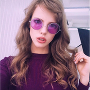 zeroUV Retro Hippie Metal Lennon Round Color Lens Sunglasses Sunglasses