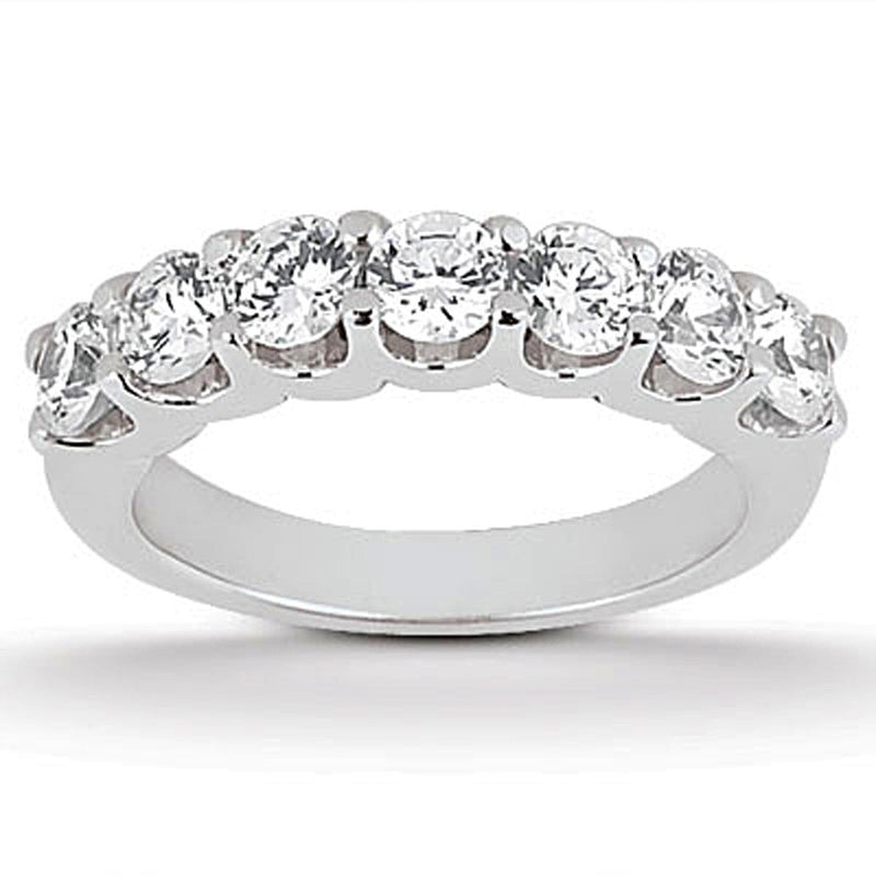 Bids.com 14k White Gold Diamond Scalloped Shared U Prong Setting Wedding Ring Band Rings
