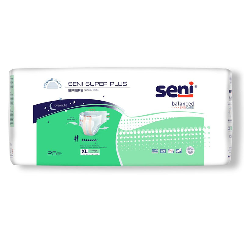 Seni Seni Super Plus Adult Incontinence Brief XL Heavy Absorbency Breathable / Overnight, S-XL25-BP1, Severe Incontinence Aids