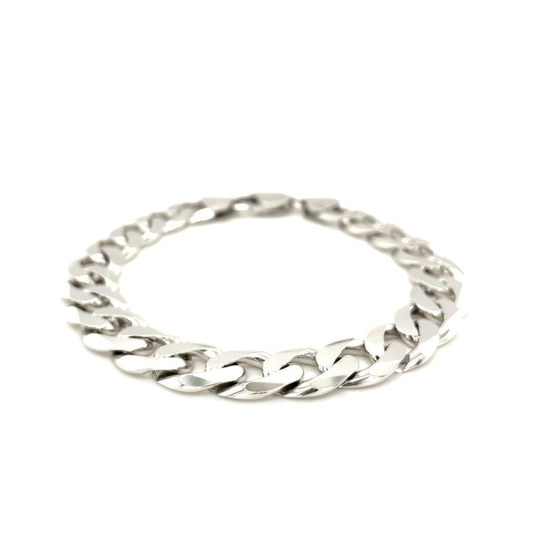 Bids.com Rhodium Plated 11.6mm Sterling Silver Curb Style Bracelet Bracelets