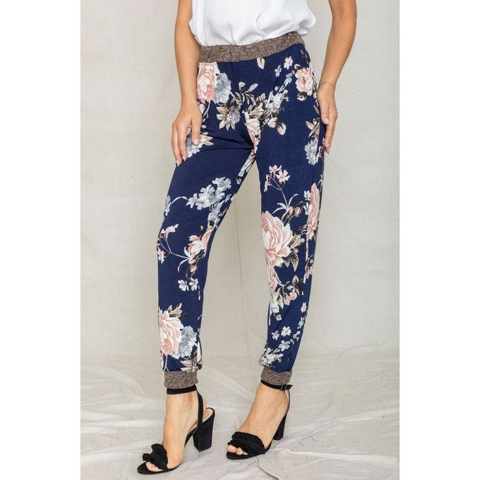 Rose Print Ruched Jogger