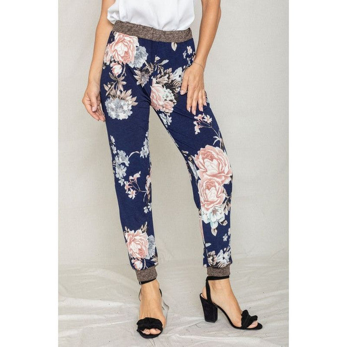 Rose Print Ruched Jogger