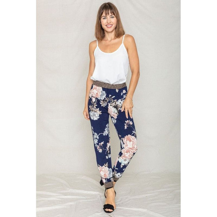 Rose Print Ruched Jogger