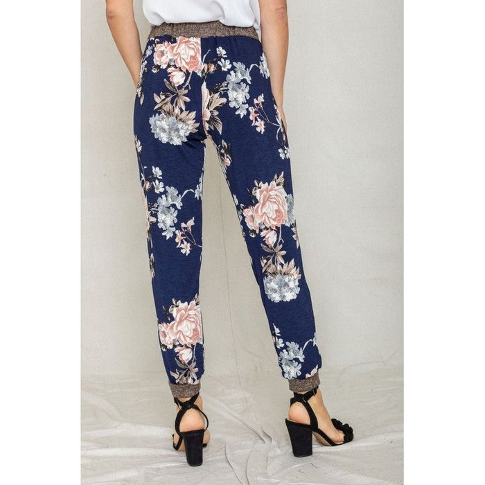 Rose Print Ruched Jogger