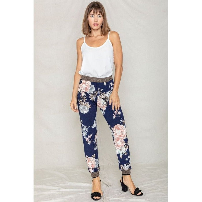 Rose Print Ruched Jogger