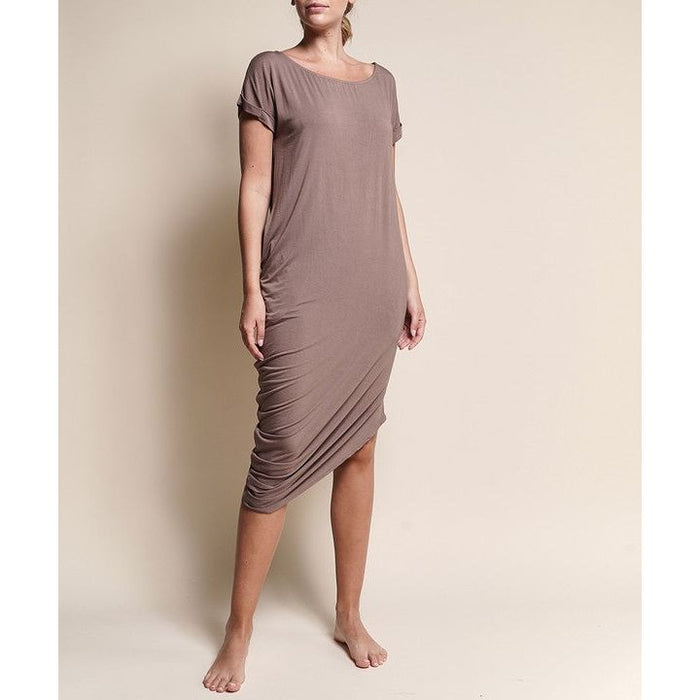 Bamboo Asymmetric Dolman Dress With Pockets