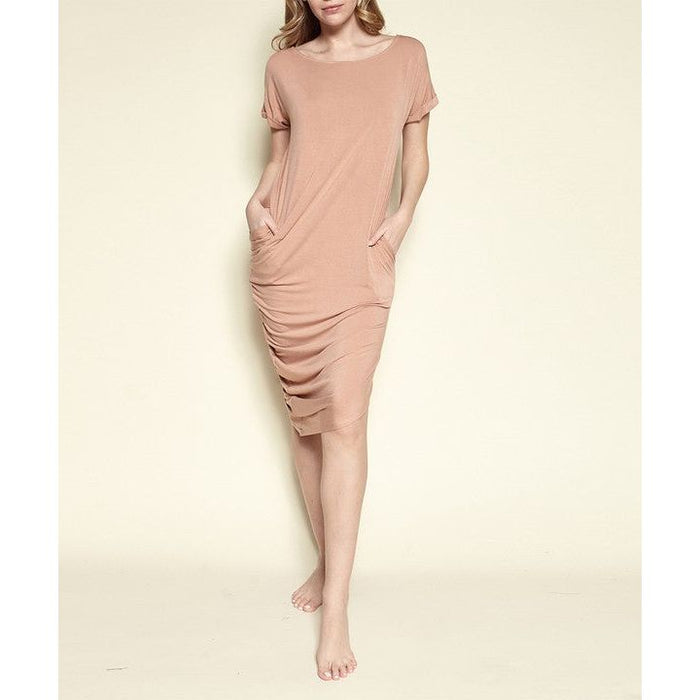 Bamboo Asymmetric Dolman Dress With Pockets