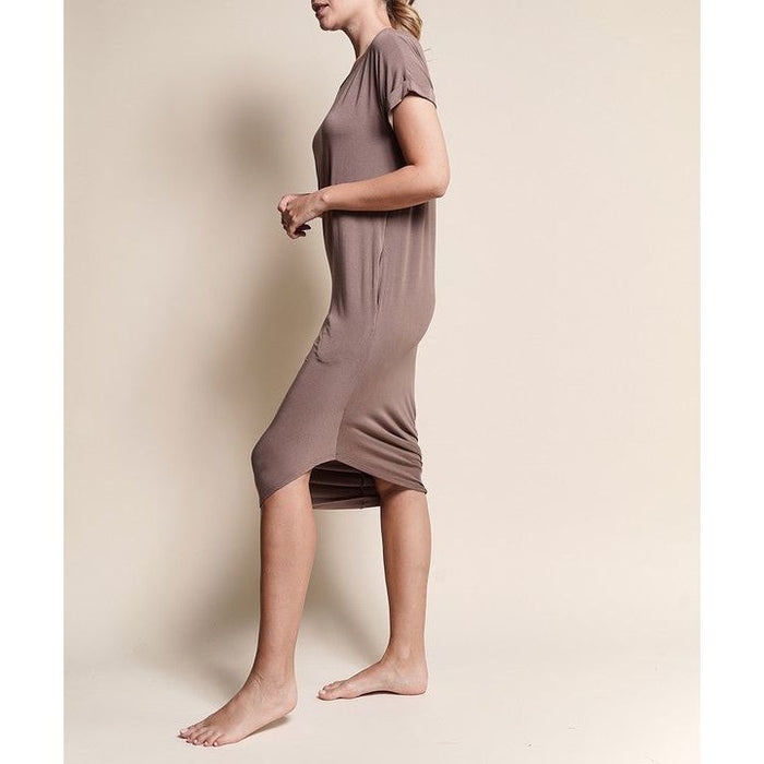 Bamboo Asymmetric Dolman Dress With Pockets