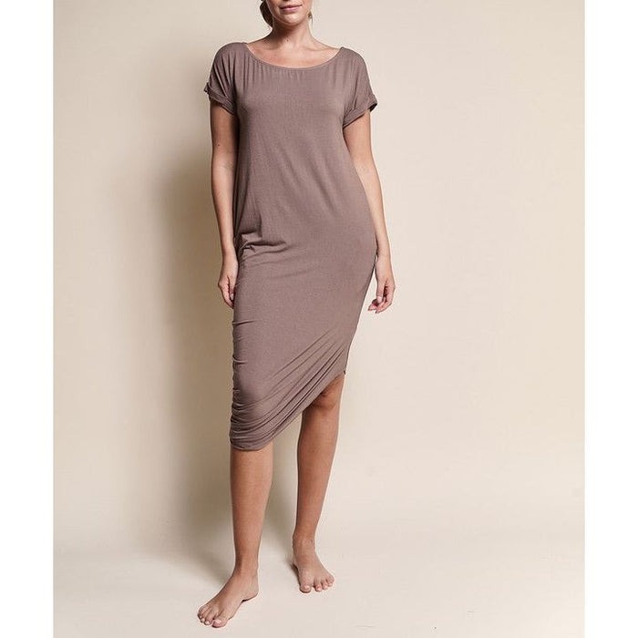 Bamboo Asymmetric Dolman Dress With Pockets