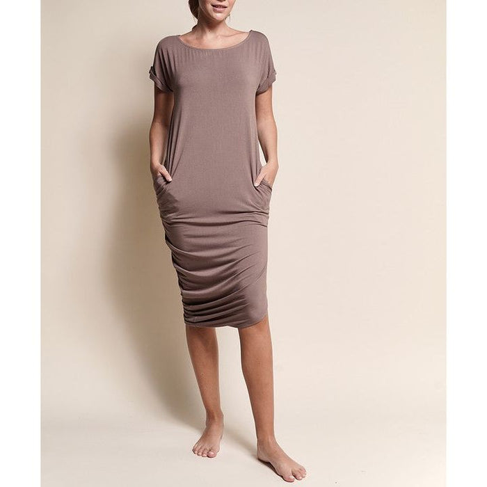 Bamboo Asymmetric Dolman Dress With Pockets