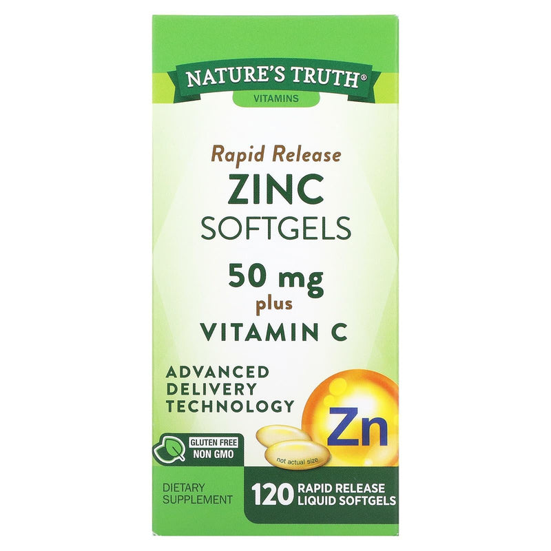 Nature's Truth Nature's Truth® Zinc 50 mg Plus Vitamin C – Rapid Release Liquid Softgels Vitamins & Supplements