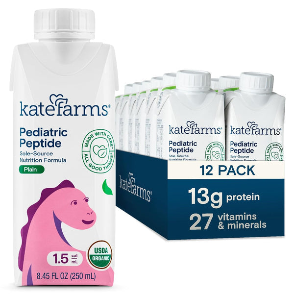 Kate farms Kate farms Pediatric Peptide 1.5 Sole-Source Nutrition Formula, Plain And Vanilla Flavors, Organic Enzymatically Hydrolyzed Plant-Based Protein Drink, Meal Replacement For Oral & Tube Feeding, 8.45 FL Oz, Pack Of 12 Or Health & Beauty