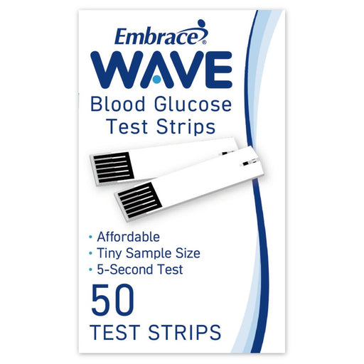 Embrace Embrace WAVE Blood Glucose Test Strips, Box Of 50 Blood Glucose Test Strips