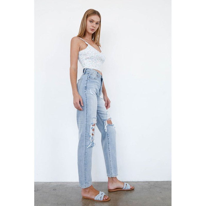 High Waist Ripped Loose Fit Jeans