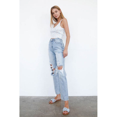 High Waist Ripped Loose Fit Jeans