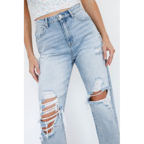 High Waist Ripped Loose Fit Jeans