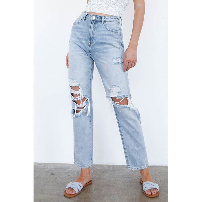 High Waist Ripped Loose Fit Jeans