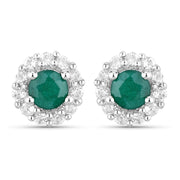 Bids.com 1.81 Carat Dyed Emerald and White Topaz .925 Sterling Silver Jewelry Set Jewelry Sets