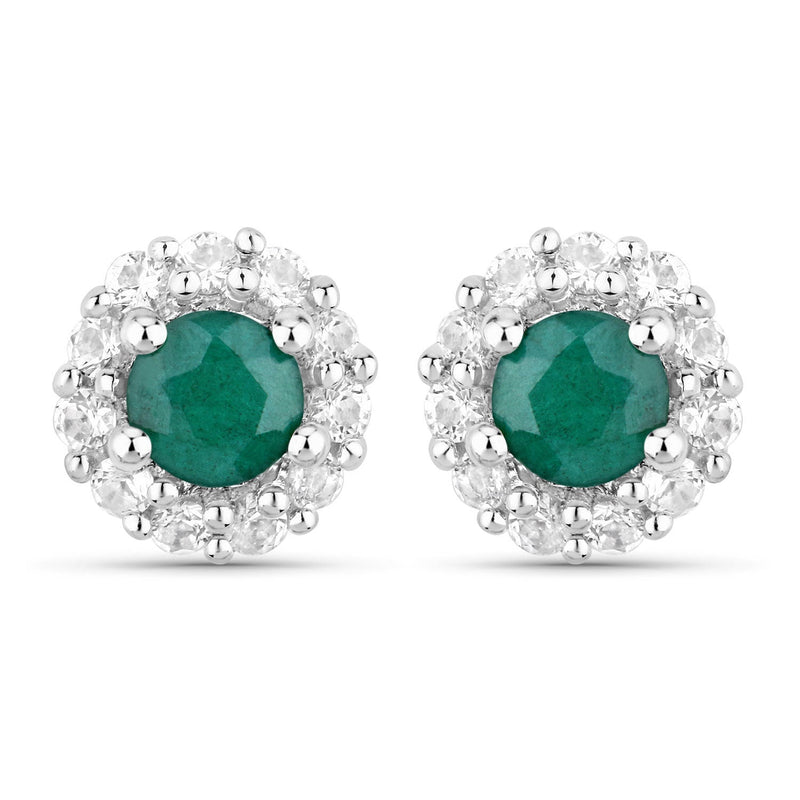 Bids.com 1.81 Carat Dyed Emerald and White Topaz .925 Sterling Silver Jewelry Set Jewelry Sets