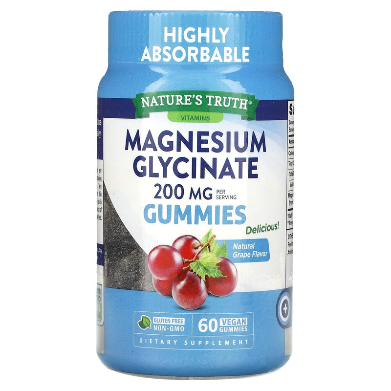 Nature's Truth Nature's Truth Magnesium Glycinate, 200 Mg, Gummies, Delicious Sour Grape Flavor Vitamins & Supplements