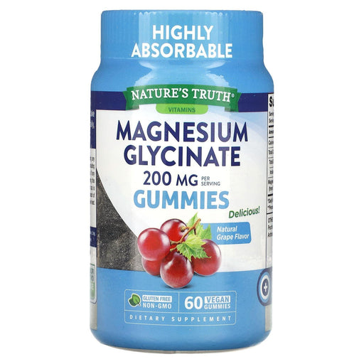 Nature's Truth Nature's Truth Magnesium Glycinate, 200 Mg, Gummies, Delicious Sour Grape Flavor Vitamins & Supplements