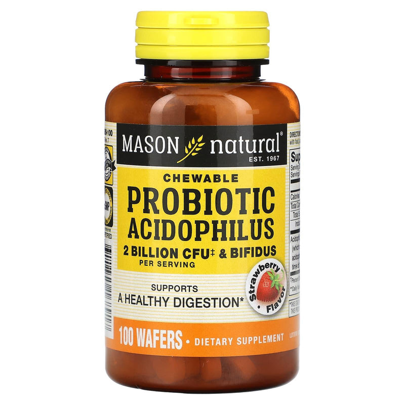 Mason Natural Mason Natural Chewable Acidophilus With Bifidus Wafers Strawberry Vitamins & Supplements