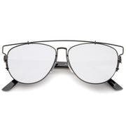 zeroUV Modern Metal Crossbar Mirrored Lens Flat Front Sunglasses A145 Sunglasses