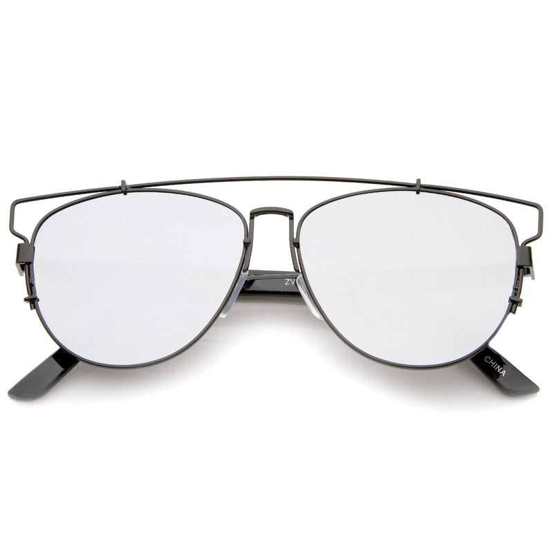 zeroUV Modern Metal Crossbar Mirrored Lens Flat Front Sunglasses A145 Sunglasses
