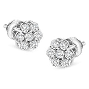 Bids.com 14K White Gold 1/2 cttw Round-Cut Diamond Floral Stud Earrings (I-J Color, SI2-I1 Clarity) Earrings