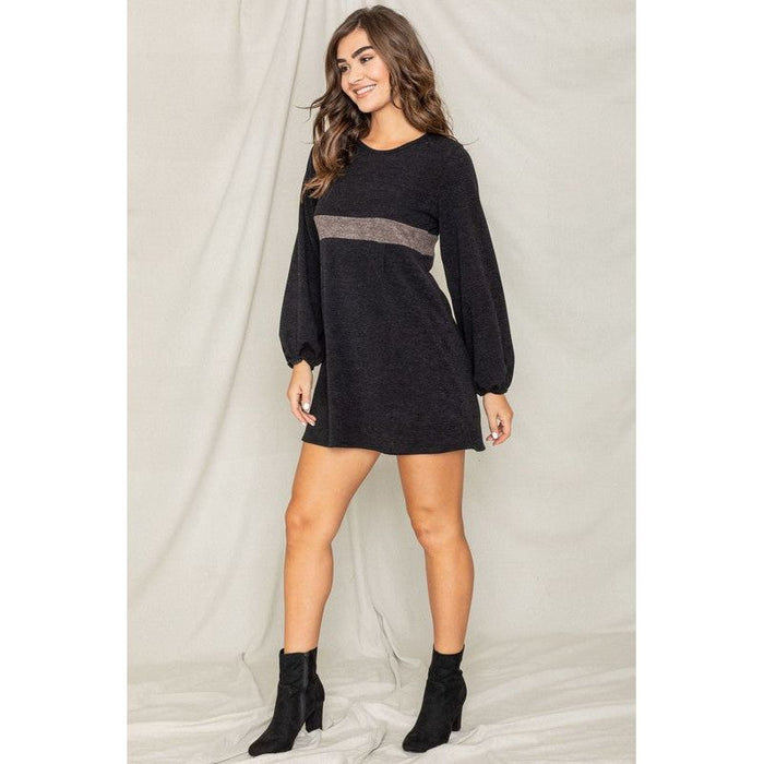 Knit Bishop Sleeve Mini Dress