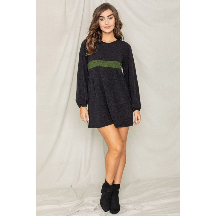 Knit Bishop Sleeve Mini Dress