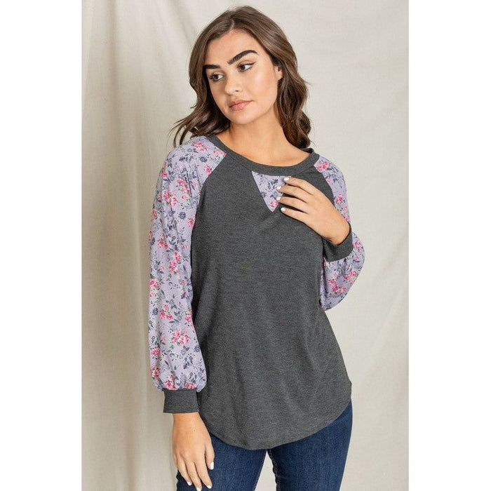 V-Stich Floral Raglan Sleeve