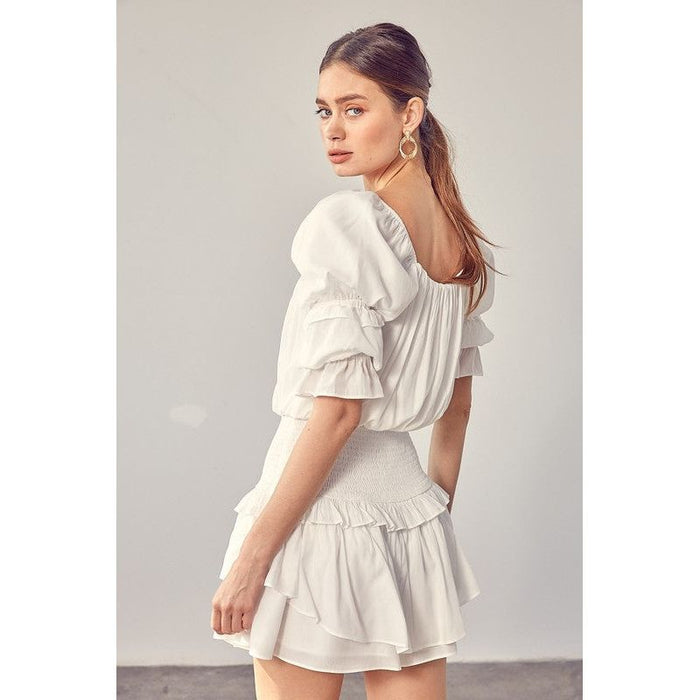 Puff Sleeve Smocked Waist Romper