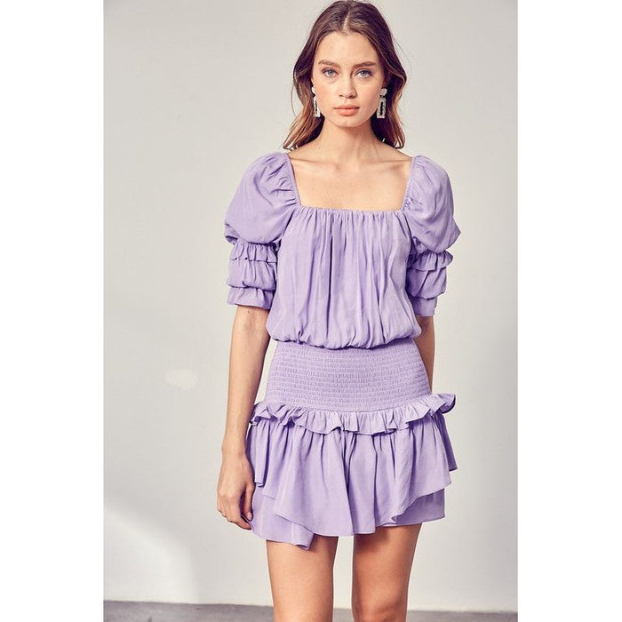 Puff Sleeve Smocked Waist Romper