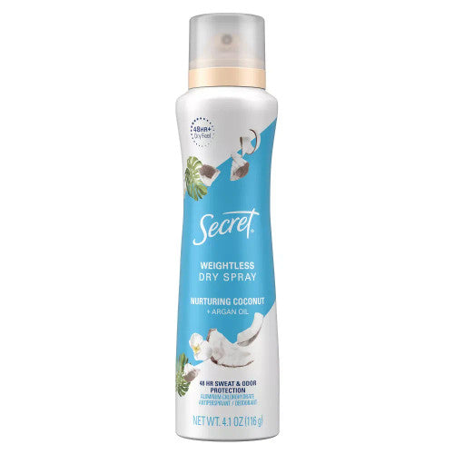 Secret Secret Antiperspirant Deodorant Dry Spray Nurturing Coconut And Argan Oil - 4.1 Oz Deodorant White Smoke