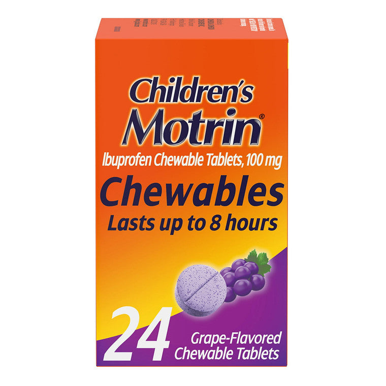 Children's Motrin Children's Motrin Chewable Tablets, Fever Reducer & Pain Reliever, Grape Flavor, 100mg, 24 Count Medicine & Drugs