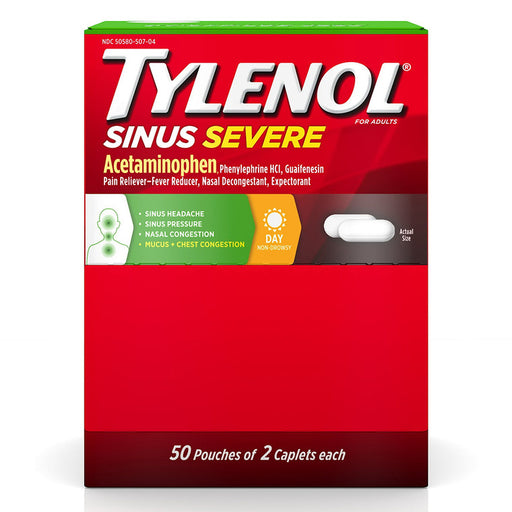 Tylenol Tylenol Sinus Severe Daytime, 50 Individual Packs of 2 Caplets (100 Total) Medicine & Drugs
