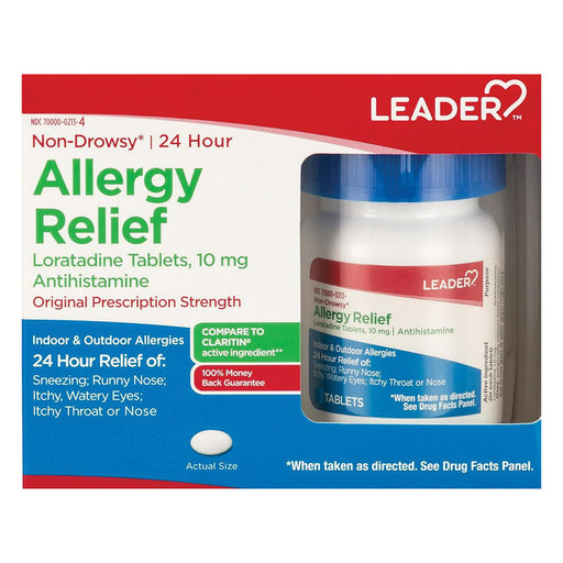 Leader Leader Loratadine 10mg Allergy Relief - 90 Count Tablets - 24 Hour Relief from Indoor & Outdoor Allergies - Value Size Medicine & Drugs