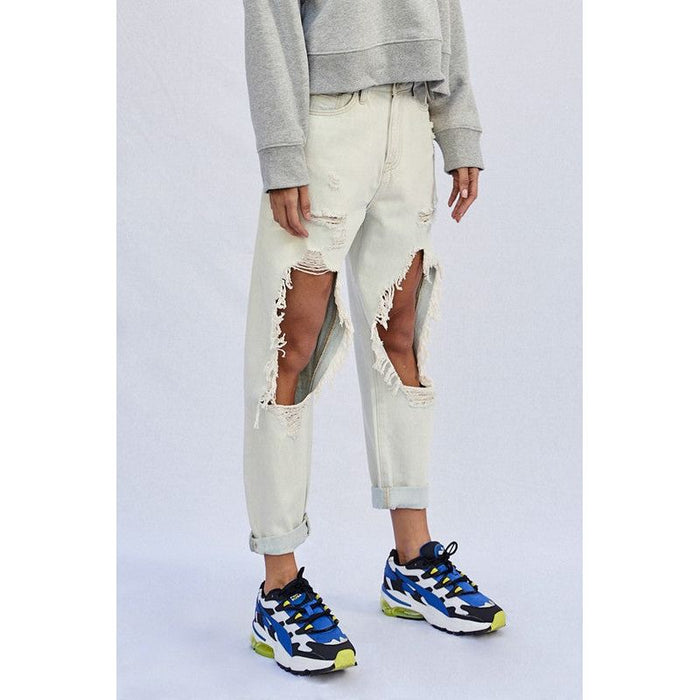 High Rise Destroyed Slouch Jeans