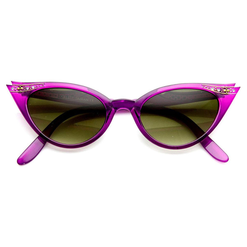 zeroUV Elegant 50s Vintage Womens Fashion Rhinestone Cat Eye Sunglasses 8433 Sunglasses