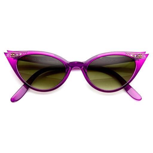 zeroUV Elegant 50s Vintage Womens Fashion Rhinestone Cat Eye Sunglasses 8433 Sunglasses