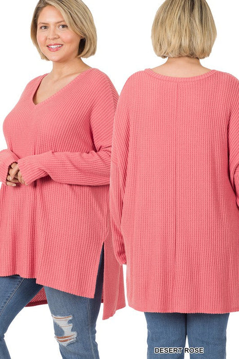 Brushed Thermal Waffle V-Neck Sweater