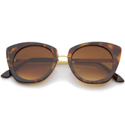 zeroUV Women's Bold Round Metal Temple Cat Eye Sunglasses A526 Sunglasses