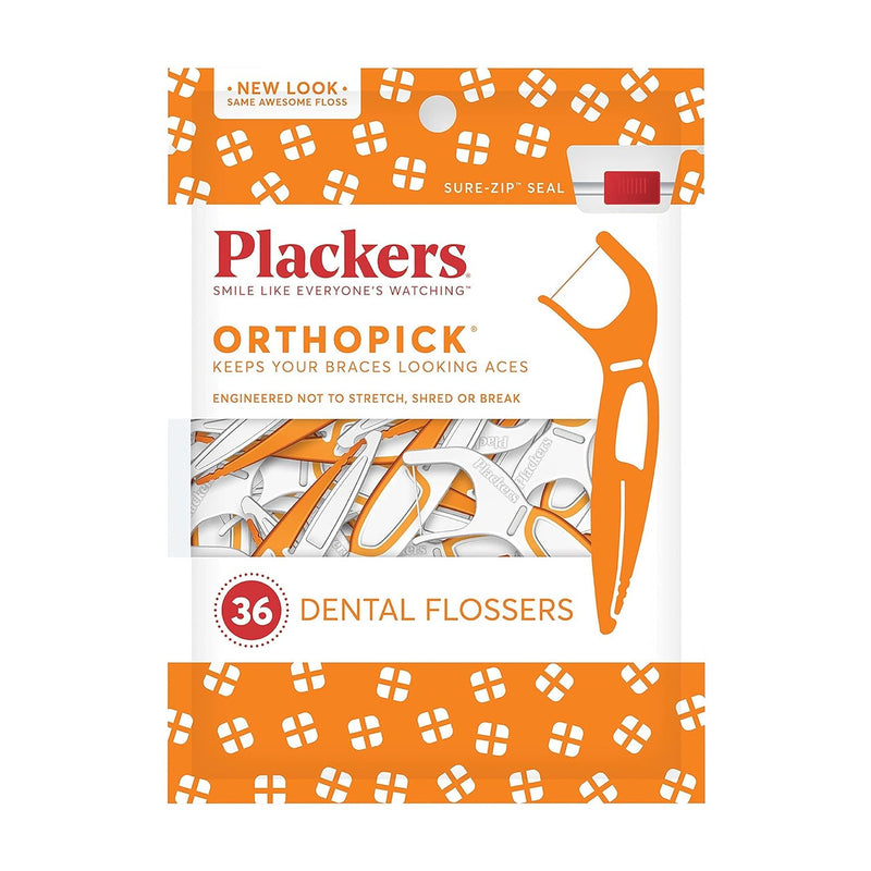 Plackers Plackers Orthopick Flosser For Braces Dental Floss White Smoke