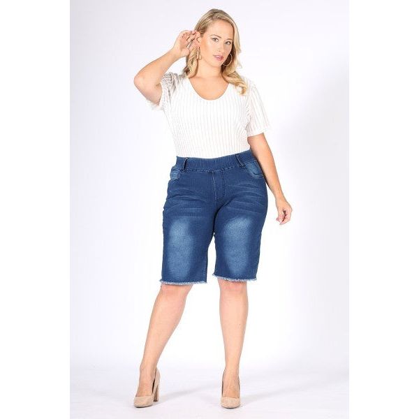 Hi-Waist Distressed Bermuda Short Jeggings